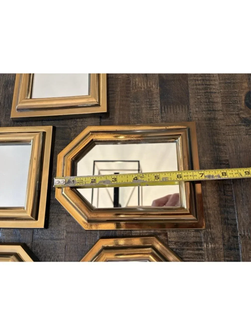 Vintage 1980s Burwood Products Gold Plastic Accent Mirrors Set of 5